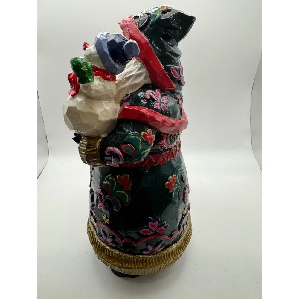 Santa Claus Figurine with Snowman and Gift‎ Sack Festive Holiday Decor